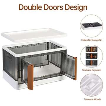 HAIXIN Storage Cabinet, Plastic Shelves Organizer, Folding Storage Box, Collapsible Totes For Storage, 8.4 Gal Clear Storage Bins, Stackable Under Bed Storage Container, 6 Pack Bookshelf