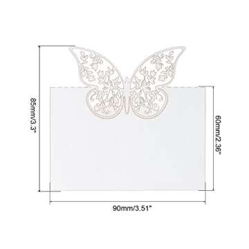 PATIKIL Table Name Place Cards, 50Pcs Favor Decor Hollow Butterfly Cut Design Blank Card for Wedding...