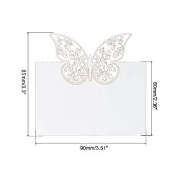PATIKIL Table Name Place Cards, 50Pcs Favor Decor Hollow Butterfly Cut Design Blank Card for Wedding...