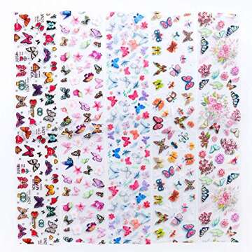 10 Sheets Butterfly Nail Foil Transfers Stickers Flowers Butterfly Starry Sky Nail Art DIY Decals for Women Girls Decoration Manicure Design