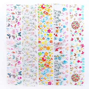 10 Sheets Butterfly Nail Foil Transfers Stickers Flowers Butterfly Starry Sky Nail Art DIY Decals for Women Girls Decoration Manicure Design