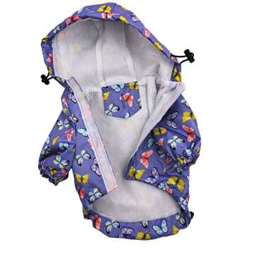 for Small Pet Cat Dog Raincoat Hoodie Coat Waterproof Rain Jacket Rainwear (S: Length - 12", Purple)
