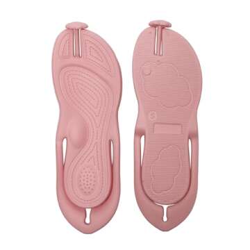 Kiemorgy Travel Slippers for Women Men, Folding Slides Sandals, Portable Hotel Spa Slippers, Waterproof Quick Drying Flip Flops, Shower Shoes Beach Sandals- JD01 pink L