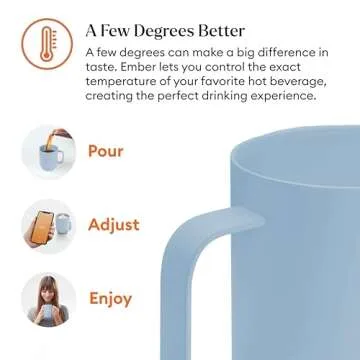 Ember Temperature Control 14oz Smart Mug 2, App-Controlled and Rechargeable Heated Coffee Cup Warmer with Intelligent LED Display, Powder Blue