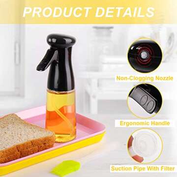 Olive Oil Sprayer, Oil Mister for Air Fryer, 7oz / 210ml, BPA Free Oil Spray Bottle, Oil Spritzer for Cooking, Baking, BBQ, Grilling, Salad