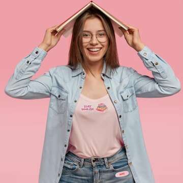 Kirako 8Pcs Bookish Iron on Patches Pink Sew on Repair Embroidered Applique DIY Craft Accessories Book Club Reading Gifts for Women Girls Bookworm Book Lover Clothes Backpacks Hats Dress Jackets Jeans