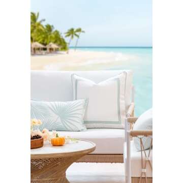 Hofdeco Premium Fall Coastal Patio Indoor Outdoor Pillow Cover Only, 20"x20" Water Repellent for Bac...