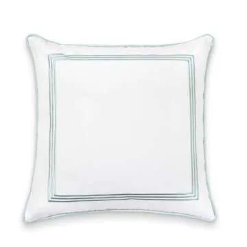 Hofdeco Premium Fall Coastal Patio Indoor Outdoor Pillow Cover Only, 20"x20" Water Repellent for Backyard, Couch, Muted Aqua Embroidered Square Line