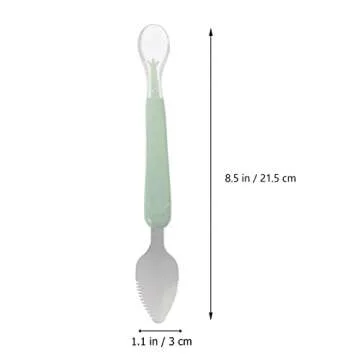 1pcs Double Head Baby Spoon,Silicone Baby Fruit Scraping Mud Spoon Feeding Spoons Training Spoon Set for Infants Baby,Green