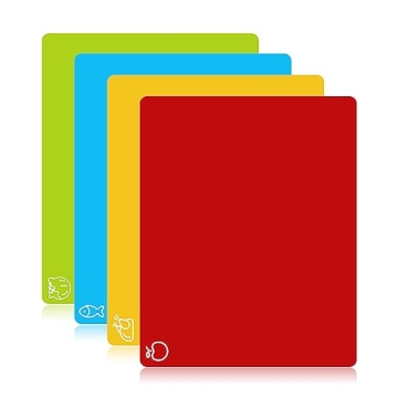 Goodluck Flexible Cutting Board Set - 4 Color-Coded Mats for Safe Meal Prep