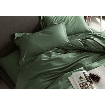 Eikei Queen Duvet Cover Set Luxury Cotton Woodland Green