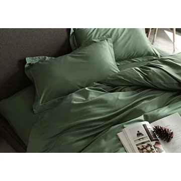 Eikei Queen Duvet Cover Set Luxury Cotton Woodland Green