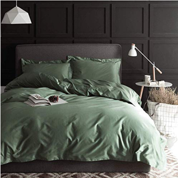 Eikei Queen Duvet Cover Set Luxury Cotton Woodland Green