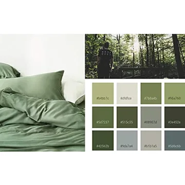 Eikei Queen Duvet Cover Set Luxury Cotton Woodland Green