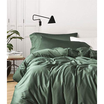 Eikei Queen Duvet Cover Set Luxury Cotton Woodland Green