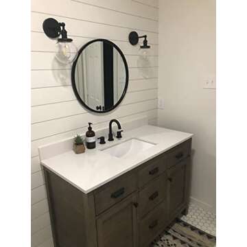 Pathson Industrial Wall Sconce with Round Clear Glass Globe Shade, Vintage Style Wall Lamp Farmhouse Wall Light Fixtures for Loft Bathroom Bedroom