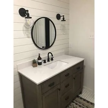 Pathson Industrial Wall Sconce with Round Clear Glass Globe Shade, Vintage Style Wall Lamp Farmhouse Wall Light Fixtures for Loft Bathroom Bedroom