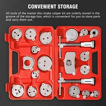 ‎DNA MOTORING TOOLS-00243 24-pcs Disc Brake Caliper Piston Compressor Wind Back Repair Tool Kit for Cars, with Carrying Case,Red