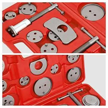 ‎DNA MOTORING TOOLS-00243 24-pcs Disc Brake Caliper Piston Compressor Wind Back Repair Tool Kit for Cars, with Carrying Case,Red