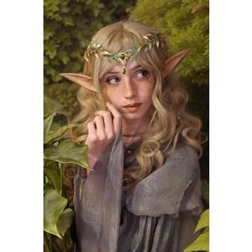 MOSTORY Renaissance Fairy Flower Crown - Elf Crown Woodland Headpiece Handmade
