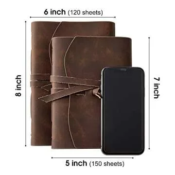 RILIHO Leather Journal Notebook, A5 Size Diary 6x8.1 Inches, Genuine Leather Journals for Writing, Vintage Style, Ideal for Men and Women, Brown