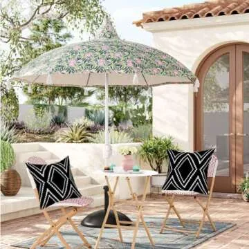 Yaofavo Outdoor Pillow Covers Set of 2, Waterproof Farmhouse Throw Pillow Covers Classical Geometric Boho Pillow Cases for Patio Garden, Black (Black&White-01, 18x18 Inch)