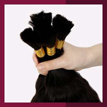 Starlet Virgin Human Hair Wet and Wavy Super Bulk Extensions for Micro Braiding, 18 Inch, 200g, 4 Bundles, Natural Color