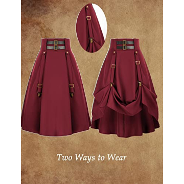 Scarlet Darkness Ren Faire Gothic Midi Skirt for Cosplay