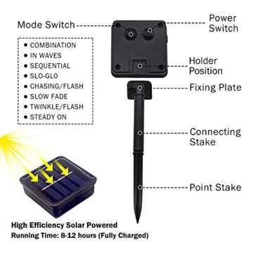 amadecohome 2 Pack 200 LED Solar String Lights, 85.2ft 8 Modes Waterproof Solar Christmas Lights Outdoor for Xmas, Garden, Tree, Yard, Wedding, Party (Warm White)