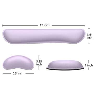 Dapesuom Enlarge Keyboard Wrist Rest Pad, Memory Foam Set Wrist Cushion Support for Easy Typing & Pain Relief, Mouse Wrist Pad, Anti-Slip Wrist Support for Gaming, Computer, Laptop, Vanilla Purple