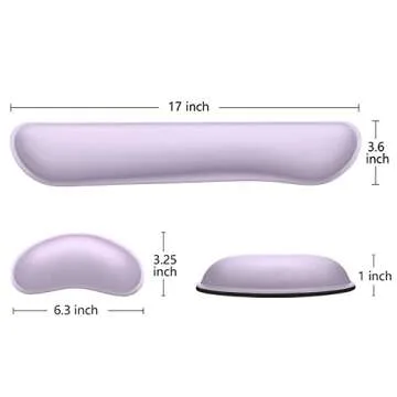 Dapesuom Enlarge Keyboard Wrist Rest Pad, Memory Foam Set Wrist Cushion Support for Easy Typing & Pain Relief, Mouse Wrist Pad, Anti-Slip Wrist Support for Gaming, Computer, Laptop, Vanilla Purple