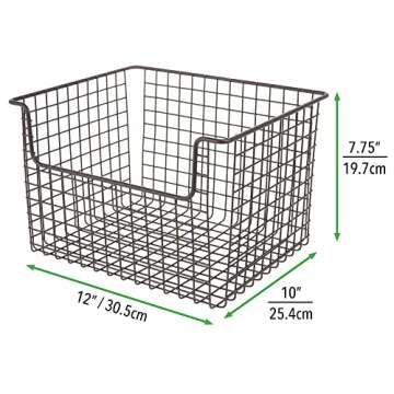 mDesign Metal Wire Food Storage Basket Organizer with Front Dip Opening for Organizing Kitchen Cabinets, Pantry Shelf, Bathroom, Laundry Room, Closet, Garage, Concerto Collection, Bronze