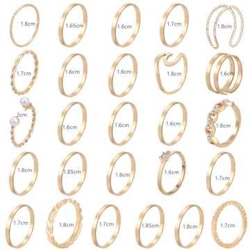 ONESING 25 Pcs Knuckle Rings for Women Stackable Rings Set Vintage Joint Finger Gold Rings for Women Men