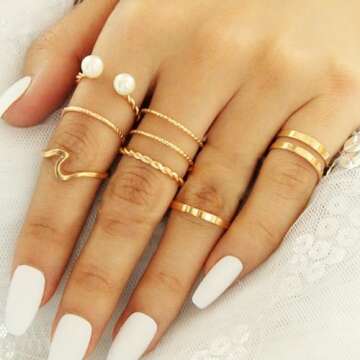 ONESING 25 Pcs Knuckle Rings for Women Stackable Rings Set Vintage Joint Finger Gold Rings for Women Men