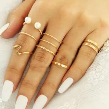 ONESING 25 Pcs Knuckle Rings for Women Stackable Rings Set Vintage Joint Finger Gold Rings for Women Men