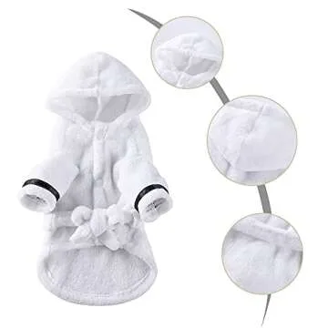 Dog Bathrobe,Adjustable Pet Robe Quick Drying Dog Bath Towel with Belt for Puppy Dogs Cats Medium