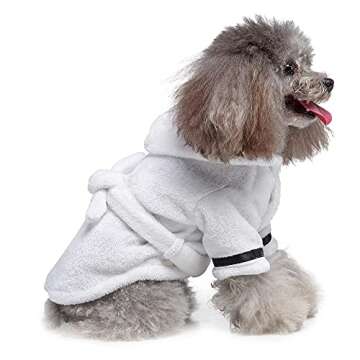 Dog Bathrobe,Adjustable Pet Robe Quick Drying Dog Bath Towel with Belt for Puppy Dogs Cats Medium