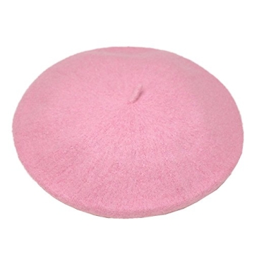 Stylish JOYHY Women's Solid Color Beret Beanie Hat in Pink
