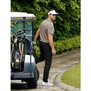 CRZ YOGA Men's All Day Comfy Golf Pants - 34" Quick Dry Lightweight Work Casual Trousers with Pockets Black 36W x 34L