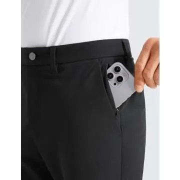 CRZ YOGA Men's All Day Comfy Golf Pants - 34" Quick Dry Lightweight Work Casual Trousers with Pockets Black 36W x 34L