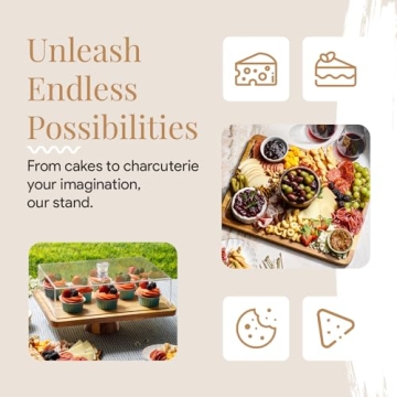 Homesphere Acacia Wood Cake Stand with Lid 2-in-1 Display