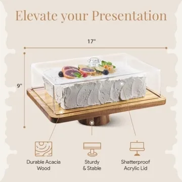 Homesphere Acacia Wood Cake Stand with Lid 2-in-1 Display