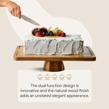 Homesphere Acacia Wood Cake Stand with Lid 2-in-1 Display