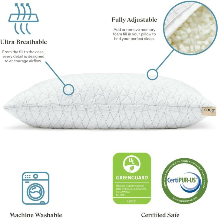 Adjustable Memory Foam Loft Pillow for Comfort Sleep