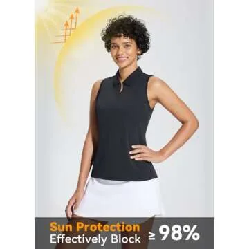 BALEAF Women's Golf Shirts Sleeveless Tennis Polo Shirt Collar Athletic Tank Tops UPF 50+ Quick Dry ...