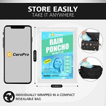 CeroPro Waterproof Rain Ponchos Family Pack for All
