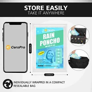 CeroPro Waterproof Rain Ponchos Family Pack for All