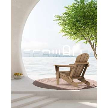 SERWALL Folding Adirondack Chair Weather Resistant Adirondack Chairs Outdoor Chairs Adirondack Chair- Wooden
