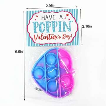 Valentines Day Gifts for Kids - Valentines Day Cards for Kids - Set of 24 Pop Heart Fidget Toys Bulk - Valentine Exchange Cards for Toddlers Girls Boys School Classroom Party Favors Age 3 Year and Up