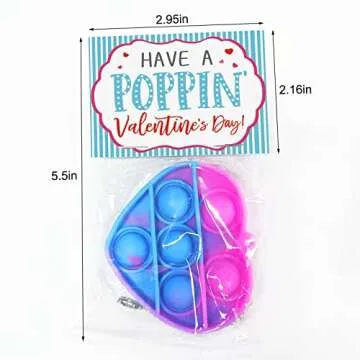 Valentines Day Gifts for Kids - Valentines Day Cards for Kids - Set of 24 Pop Heart Fidget Toys Bulk - Valentine Exchange Cards for Toddlers Girls Boys School Classroom Party Favors Age 3 Year and Up